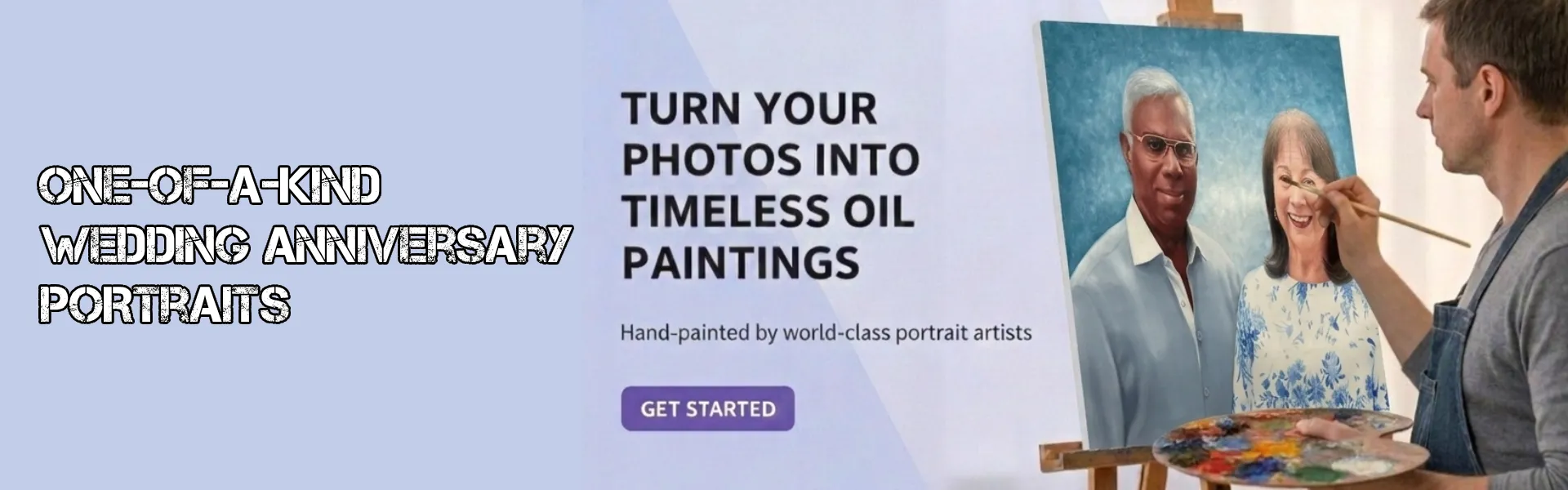 Custom wedding anniversary portrait turning a couple’s photo into a hand‑painted oil artwork.